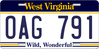 WV license plate OAG791