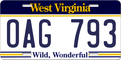 WV license plate OAG793