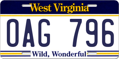 WV license plate OAG796