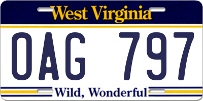 WV license plate OAG797