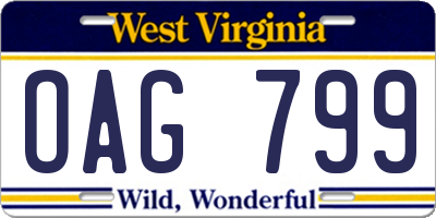 WV license plate OAG799
