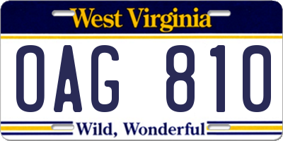WV license plate OAG810