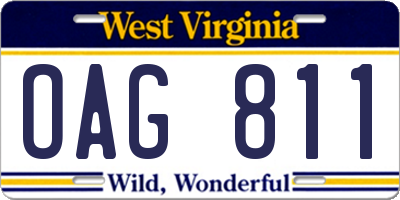 WV license plate OAG811