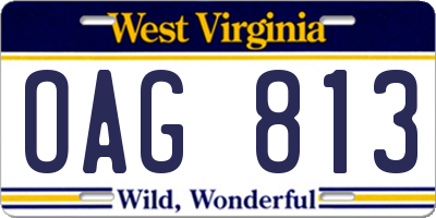 WV license plate OAG813