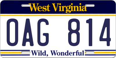 WV license plate OAG814