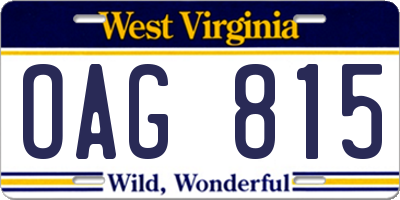 WV license plate OAG815