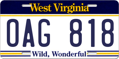 WV license plate OAG818