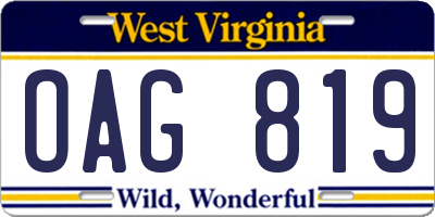 WV license plate OAG819
