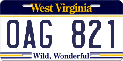 WV license plate OAG821