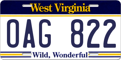 WV license plate OAG822