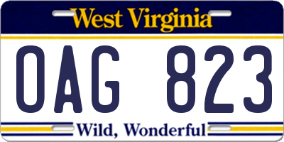 WV license plate OAG823