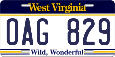 WV license plate OAG829