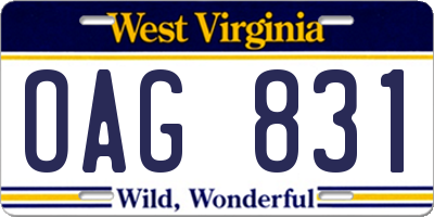 WV license plate OAG831