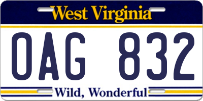 WV license plate OAG832