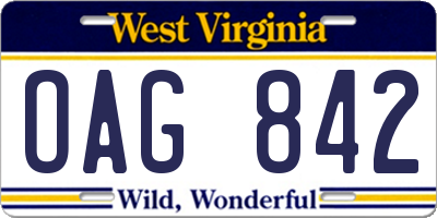 WV license plate OAG842