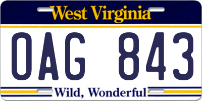 WV license plate OAG843