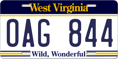 WV license plate OAG844