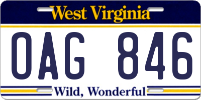 WV license plate OAG846