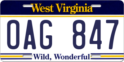 WV license plate OAG847