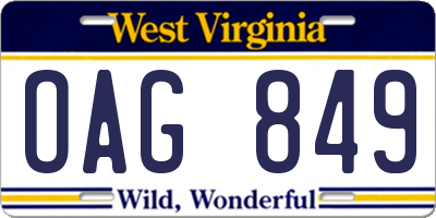 WV license plate OAG849