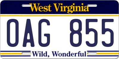 WV license plate OAG855