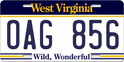 WV license plate OAG856