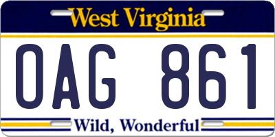 WV license plate OAG861