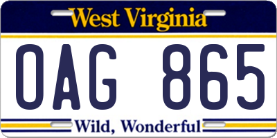 WV license plate OAG865