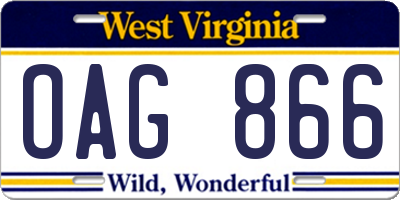 WV license plate OAG866