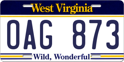 WV license plate OAG873