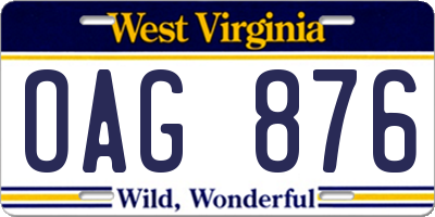 WV license plate OAG876