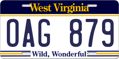WV license plate OAG879