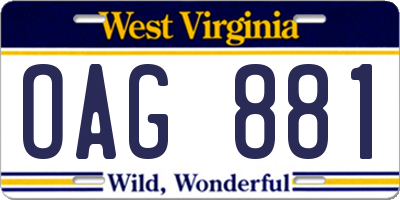 WV license plate OAG881