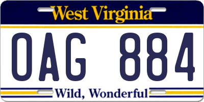 WV license plate OAG884