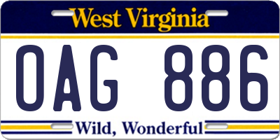 WV license plate OAG886