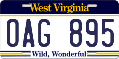 WV license plate OAG895