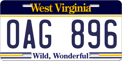 WV license plate OAG896