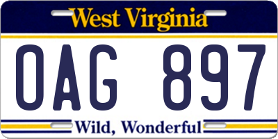 WV license plate OAG897