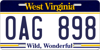 WV license plate OAG898