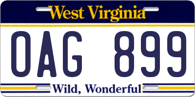WV license plate OAG899