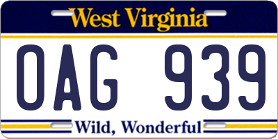 WV license plate OAG939