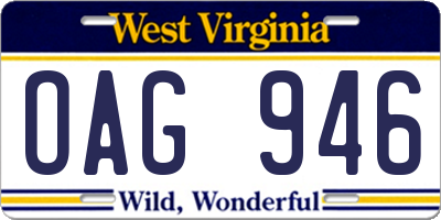 WV license plate OAG946