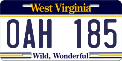 WV license plate OAH185