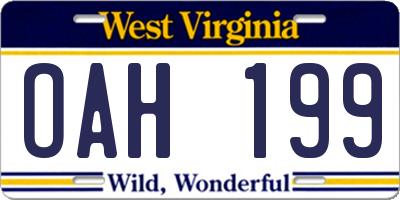 WV license plate OAH199