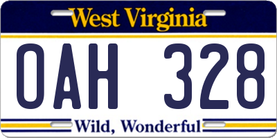 WV license plate OAH328