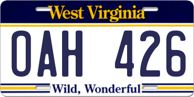 WV license plate OAH426