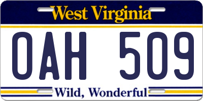 WV license plate OAH509