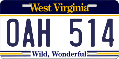 WV license plate OAH514