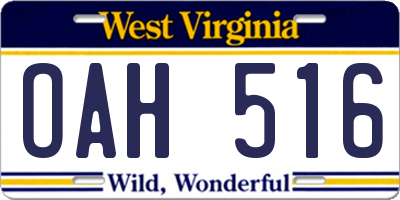 WV license plate OAH516