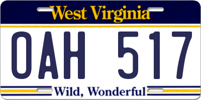 WV license plate OAH517